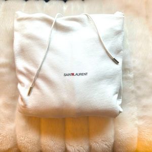 White Saint Laurent Logo Hoodie size M, lightly worn